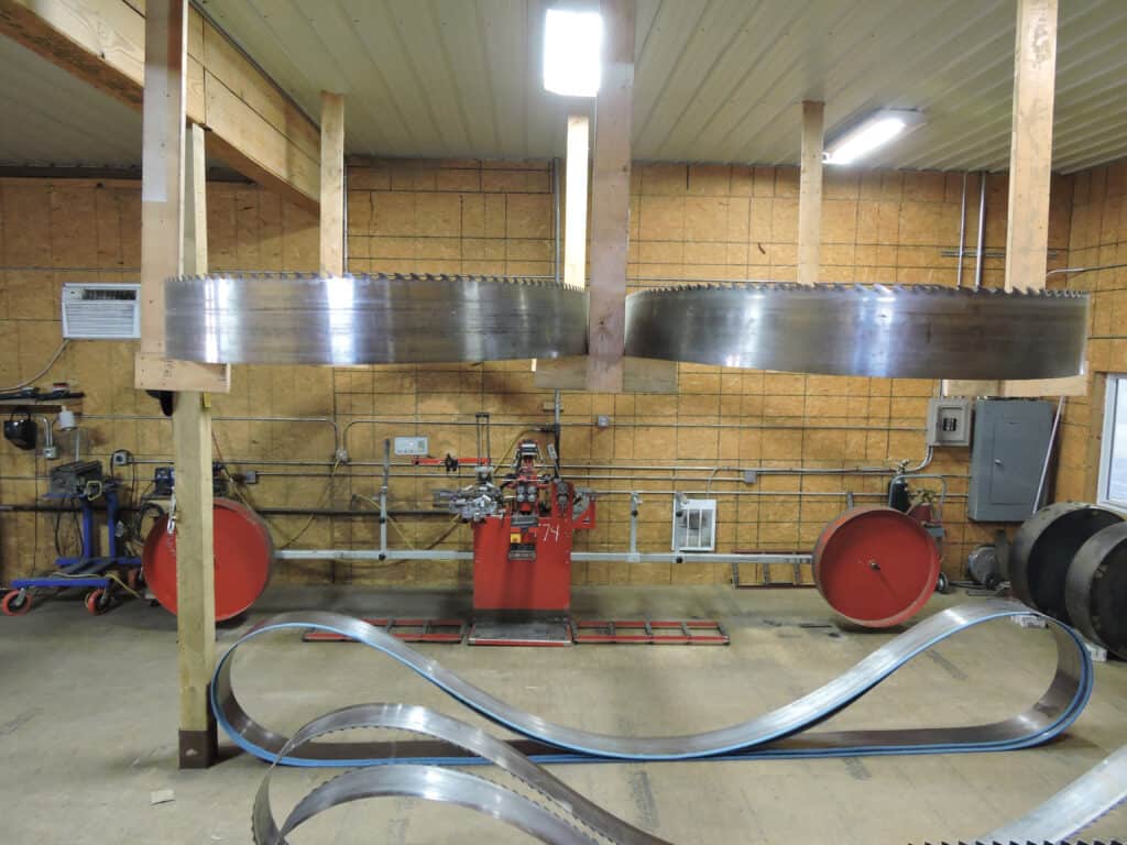 The filing room at Eagle Lumber is where saws are sharpened.