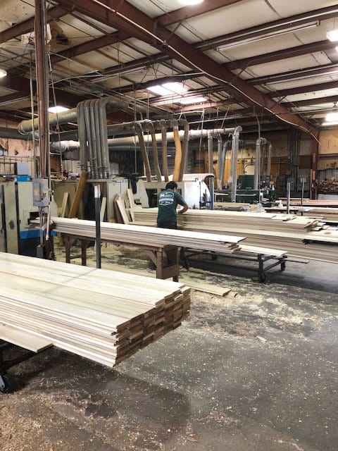 This is Mason’s Mill and Lumber’s moulding mill. The company purchases 2.5 million board feet annually of all domestic hardwoods (Alder through Walnut), 4/4 through 16/4, and imports Mahogany, Spanish Cedar, Ipe, Cumaru and Garapa decking.