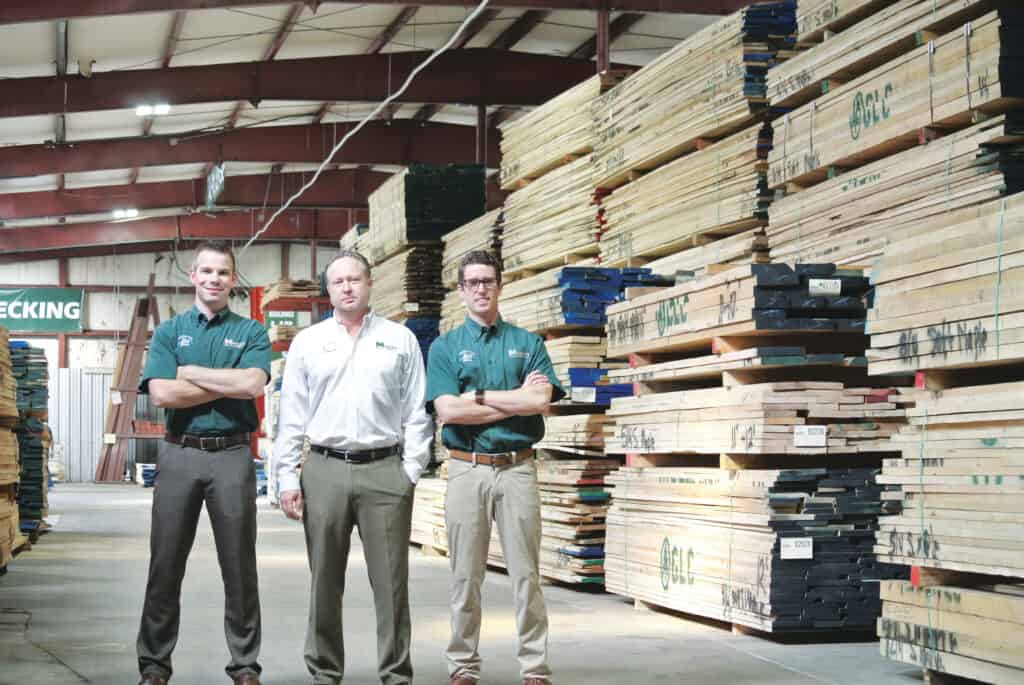 Among the key personnel at Mason’s Mill & Lumber are (from left): Sam Damiani, sales manager, Eric Boer, vice president and Mason Spellings, general manager.
