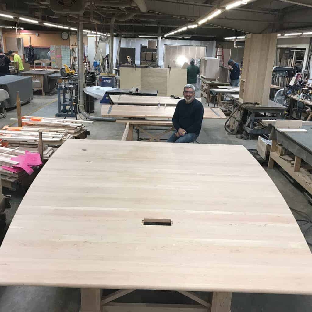 Gat Creek uses Appalachian Hardwoods harvested within 250 miles of the factory. This large custom conference table is made of Cherry.