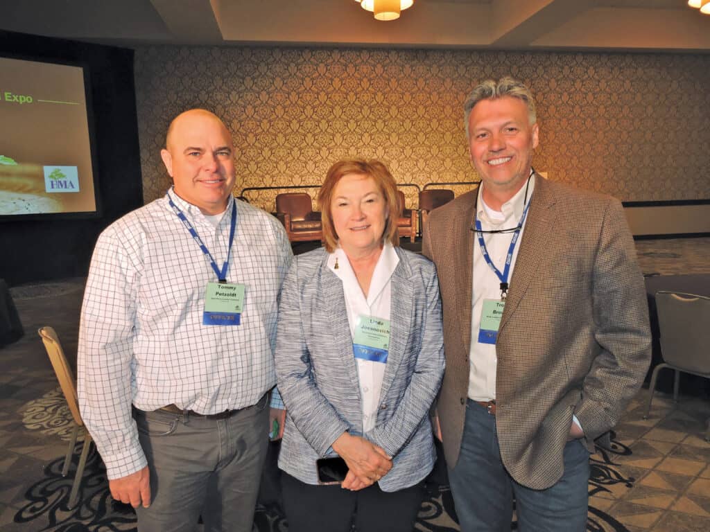 Tommy Petzoldt, East Perry Lumber Co., Frohna, MO; Linda Jovanovich, Hardwood Manufacturers Association, Pittsburgh, PA; and Troy Brown, Kretz Lumber Co. Inc., Antigo, WI