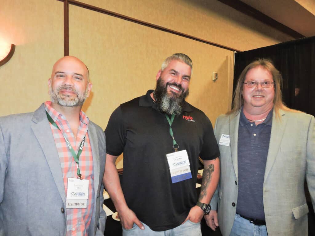 John Hester, National Hardwood Lumber Assoc., Memphis, TN; Jeremy Pitts, Nyle Systems LLC, Brewer, ME; and William Perry, Powell Valley Millwork LLC, Clay City, KY