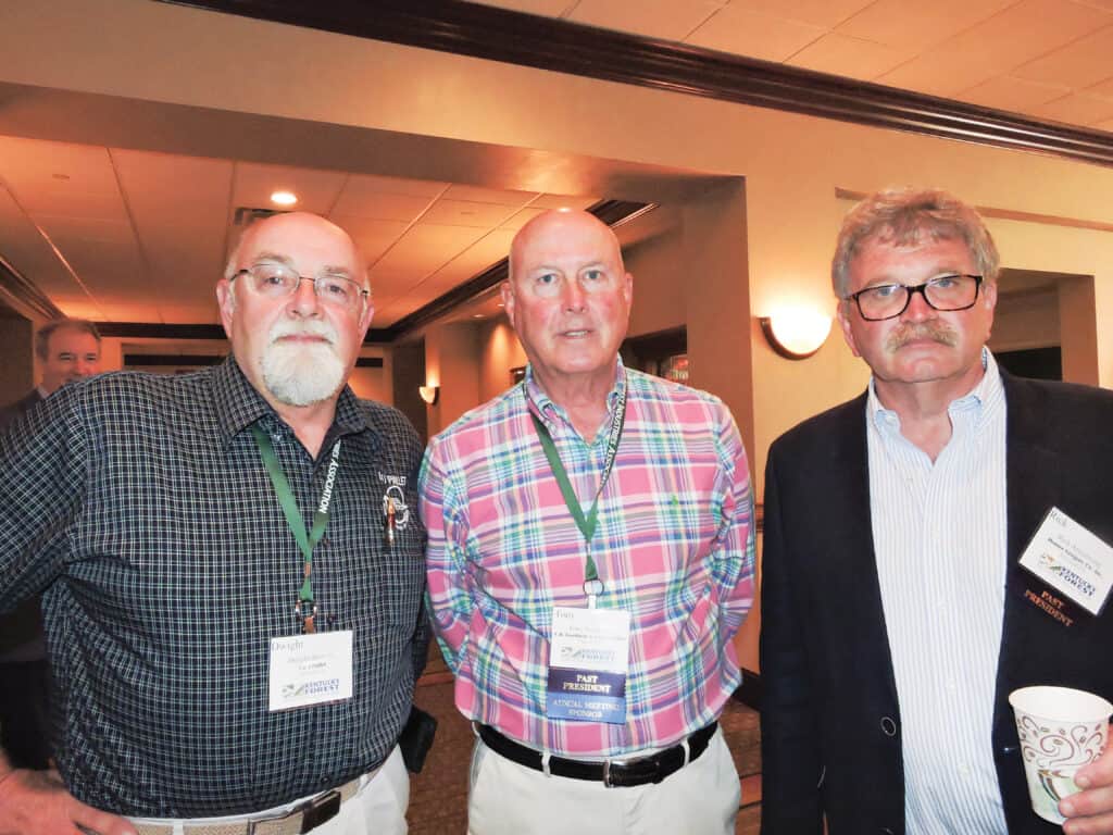 Dwight Barnette, J&J Pallet Corp., Clarksville, IN; Tony Goodman, C.B. Goodman & Sons Lumber Inc., Hickory, KY; and Rick Armstrong, Homer Gregory Co. Inc., Morehead, KY