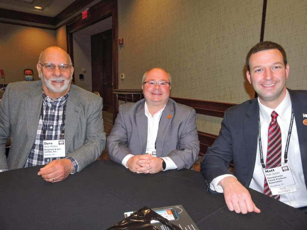 Dave Whitten, Bingaman & Son Lumber Inc., Kreamer, PA; Brant Forcey, Forcey Lumber and Veneer Co., Woodland, PA; and Matt Gabler, Executive Director, Pennsylvania Forest Products Association, Harrisburg, PA