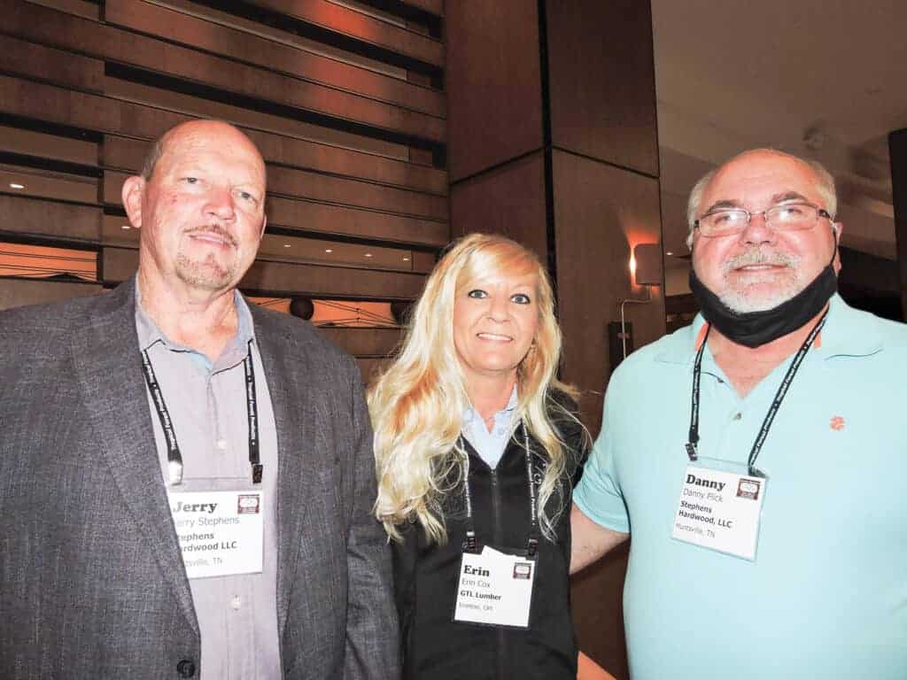 Jerry Stephens, Stephens Hardwoods LLC, Huntsville, TN; Erin Cox, GTL Lumber, Ironton, OH; and Danny Flick, Stephens Hardwoods LLC