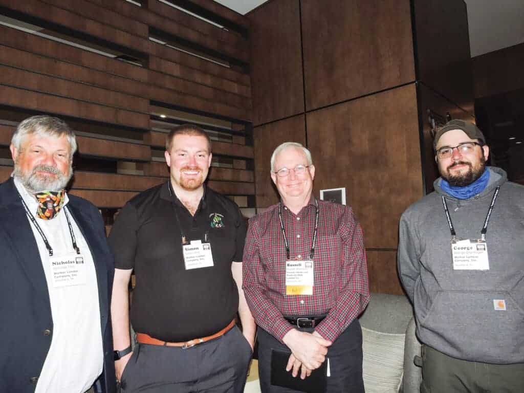 Nick Ince and Simon Ince, Walker Lumber Co. Inc., Woodland, PA; Russell Shamblen, Premier Hardwood Products Inc./B&B Lumber Co. Inc., Jamesville, NY; and George Ensminger, Walker Lumber Co. Inc.