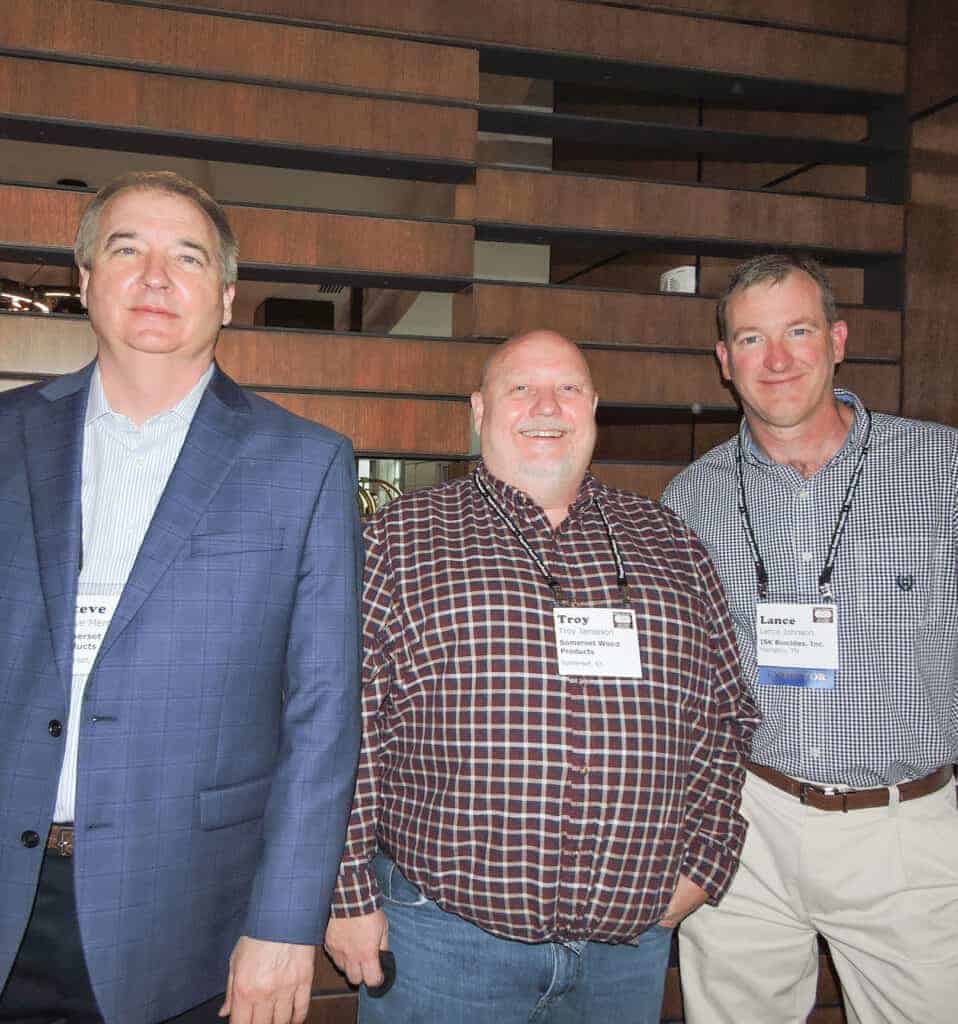 Steve Merrick and Troy Jamieson, Somerset Wood Products, Somerset, KY; and Lance Johnson, ISK Biocides Inc., Memphis, TN