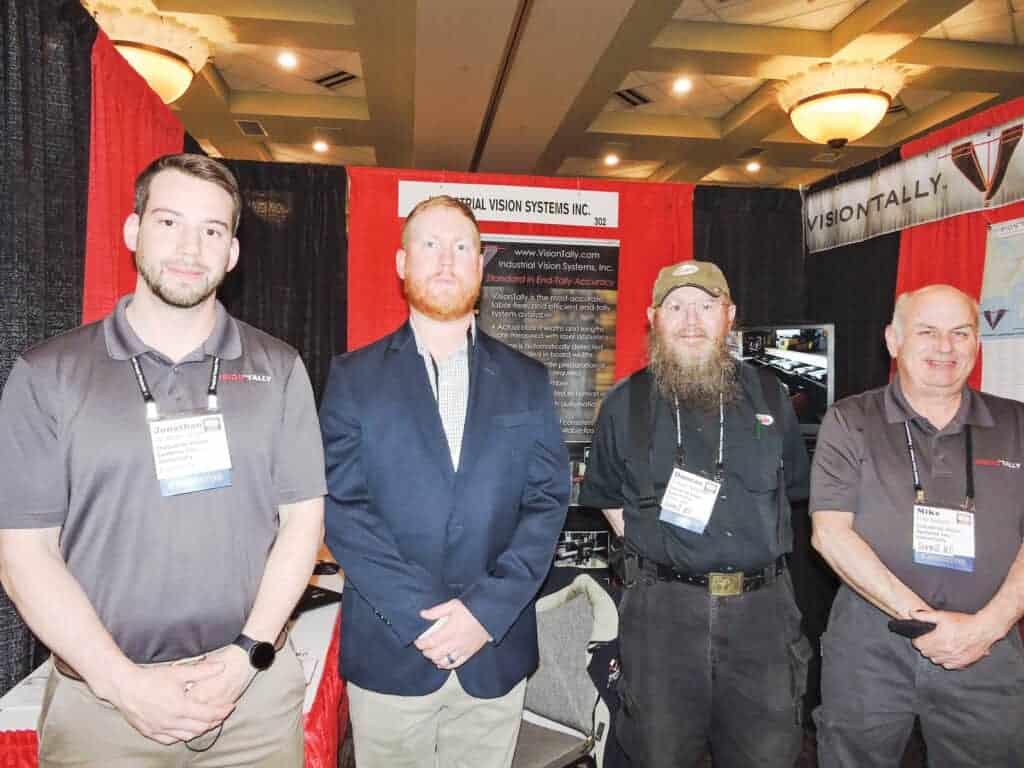 Jonathan Krepol, Industrial Vision Systems Inc./VisionTally, Broomall, PA; Ross Frazier, Turman-Mercer Sawmills LLC, Salem, VA; Duncan Ferguson, Industrial Vision Systems Inc./Vision- Tally/Sawmill MD, Crestview, FL; and Mike Ballard, Sawmill MD/VisionTally, Crestview, FL