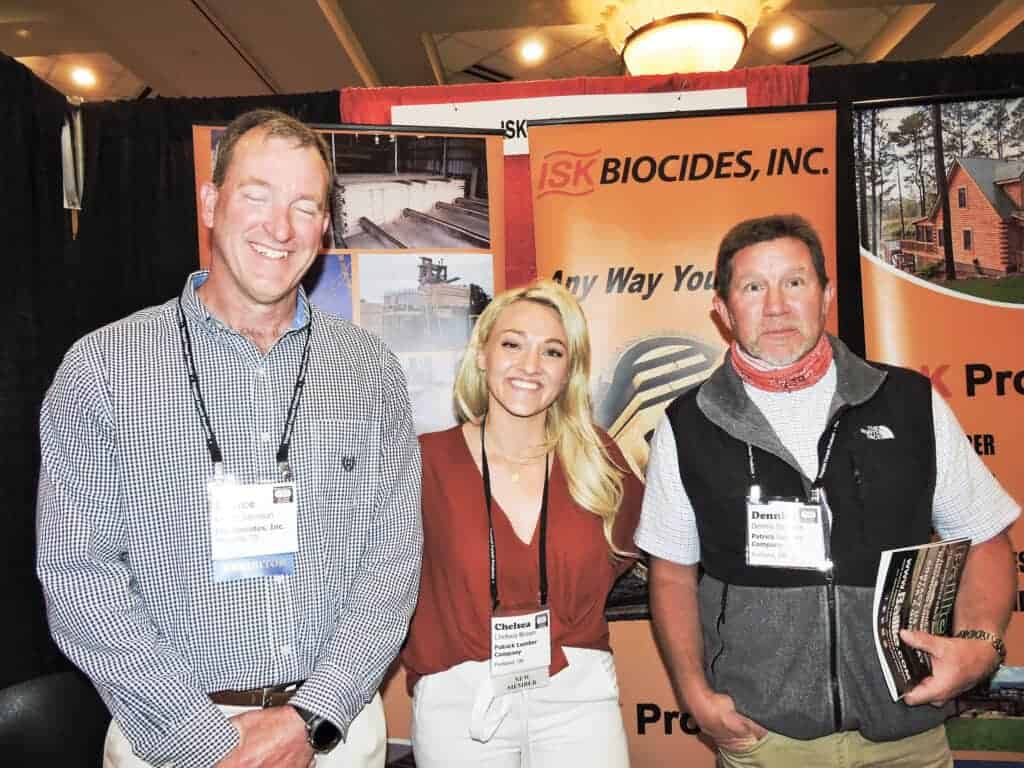 Lance Johnson, ISK Biocides Inc., Memphis, TN; and Chelsea Brown and Dennis Sanders, Patrick Lumber Co., Portland, OR