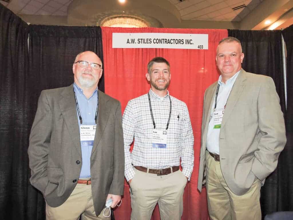 Glenn Thompson and Lee Stiles, A.W. Stiles Contractors Inc., McMinnville, TN; and Tom Plaugher, Allegheny Wood Products Inc., Petersburg, WV