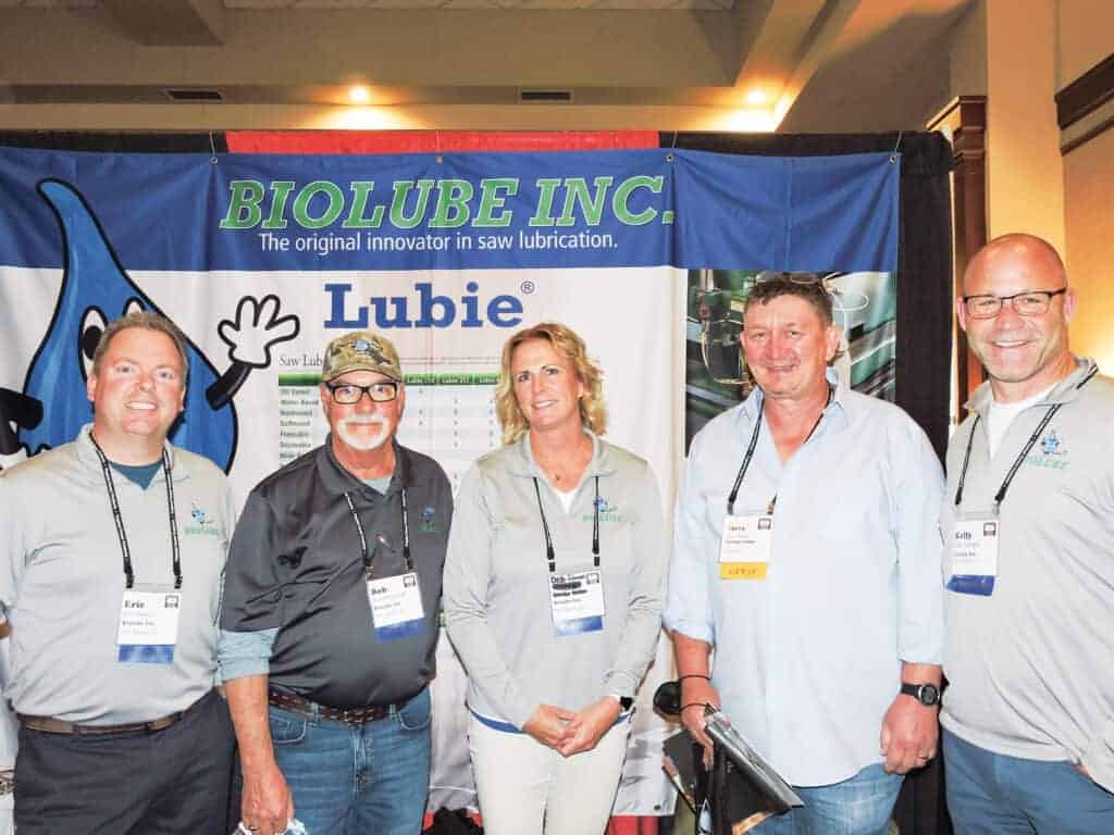 Eric Bailey, Bob Pennycoff and Deb Johnson, Biolube Inc., Fort Wayne, IN; Steve Harvey, Harvey Lumber LLC, Columbia, KY; and Kelly Johnson, Biolube Inc.