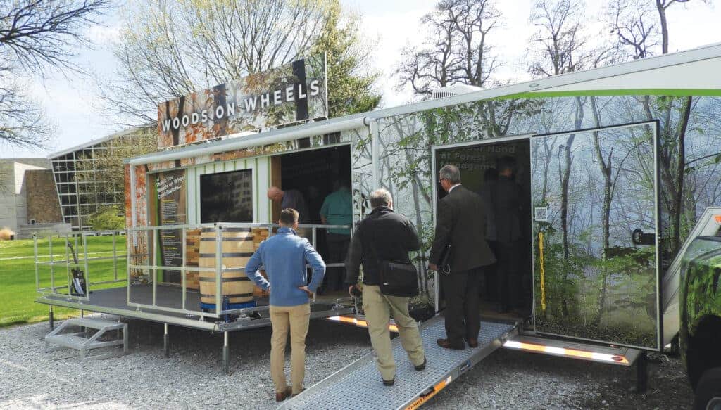 The Woods on Wheels 40-foot trailer was provided by the generous funding of the Indiana Hardwood Lumbermen’s Association.