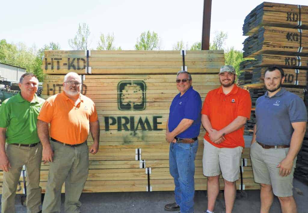 From left is the Prime Lumber sales team: Bill Graban, Greg Hubble, Jeffrey Neidert, Matt Neidert and Whitney Donithan.