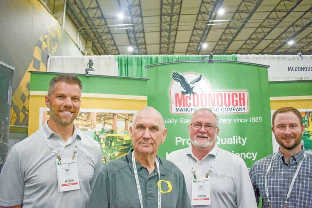 Matt Tietz, McDonough Manufacturing Co., Eau Claire, WI; Stan Neglay, Maxi Mill Inc., Albany, OR; and Mike McAvoy and Matt Frazier, McDonough Manufacturing Co.