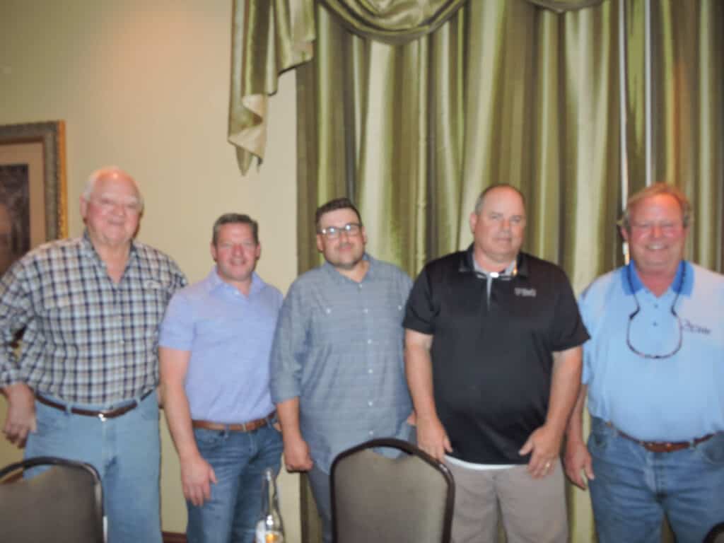 Tommy Maxwell, Maxwell Hardwood Flooring, Monticello, AR; Kelly Rose, First Horizon Bank, Pocahontas, AR; Kevin Lammons, All Star Forest Products Inc., Nashville, TN; Wood Holly, Linden Lumber LLC, Linden, AL; and Bill Buchanan, Buchanan Hardwoods, Aliceville, AL