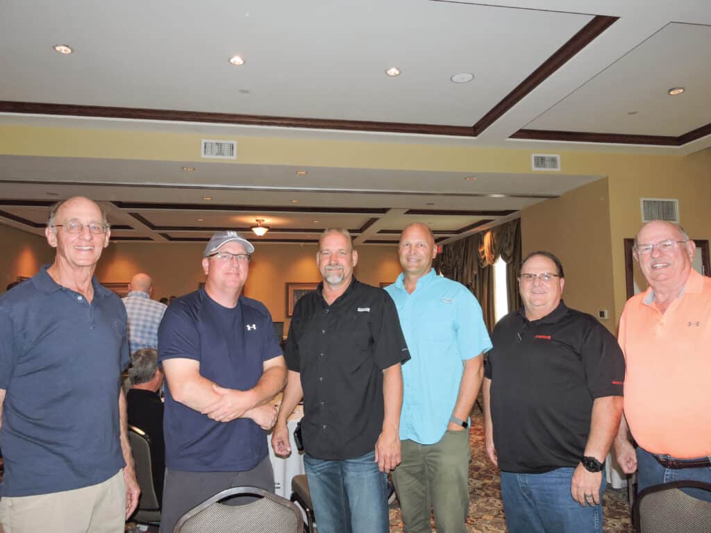 John Jones and Blu Lowery, Ward Timber Ltd., Linden, TX; Keith Price, Corley Manufacturing, Chattanooga, TN; Scott Gladys, Fromm Packaging Systems Inc., Boonton, NJ; Chad Smith, USNR, Hot Springs, AR; and Bob White, Pierce Construction & Maintenance Co. Inc., Jacksonville, FL