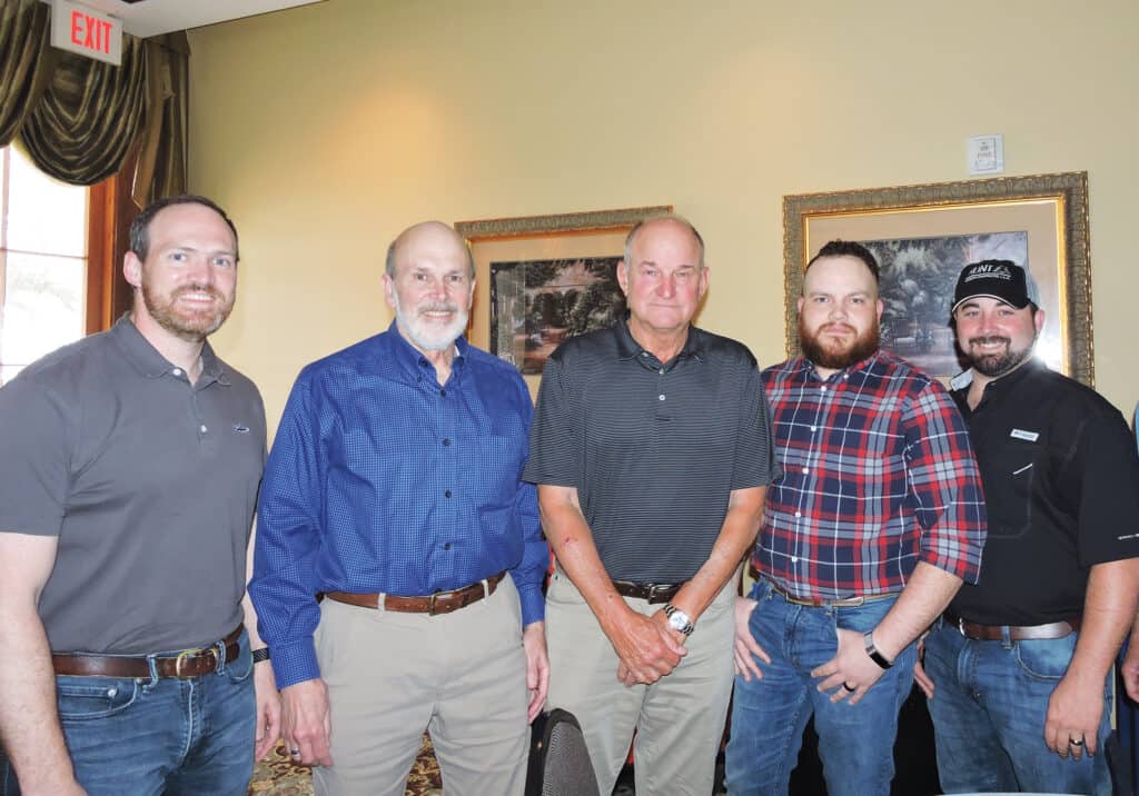 Connor Peterson and Dee Peterson, Keith D. Peterson & Co. Inc., Shreveport, LA; Rick Hanna, Hanna Manufacturing Co. Inc., Winnfield, LA; and Cody Moak and Jordan Clark, Hunt Forest Products LLC, Olla, LA