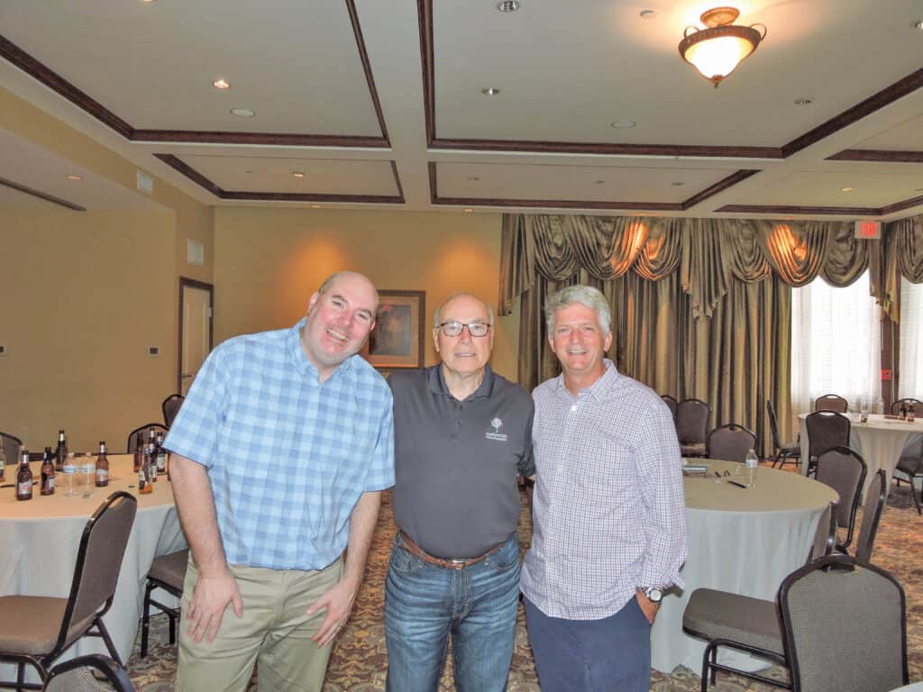 Steve Benefield, Ocean Freight Express LLC, Atlanta, GA; Paul Miller Jr., National Hardwood Magazine, Memphis, TN; and Mac McPhillips, Ocean Freight Express LLC, Mobile, AL