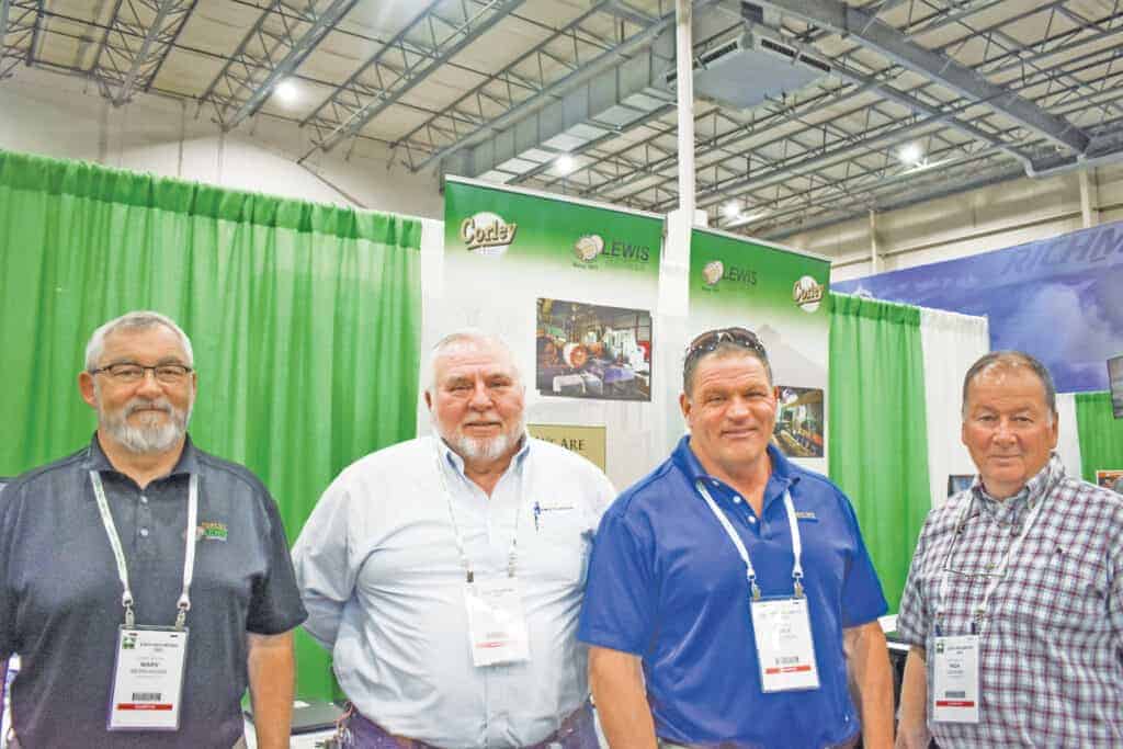 Marv Bernhagen, Corley Mfg. Co., Cornelius, OR; Jim Burris and Doyle Kitchings, Corley Mfg. Co., Chattanooga, TN; and Rick Gerard, RG Sawmill Equipment Inc., Elmira, NY