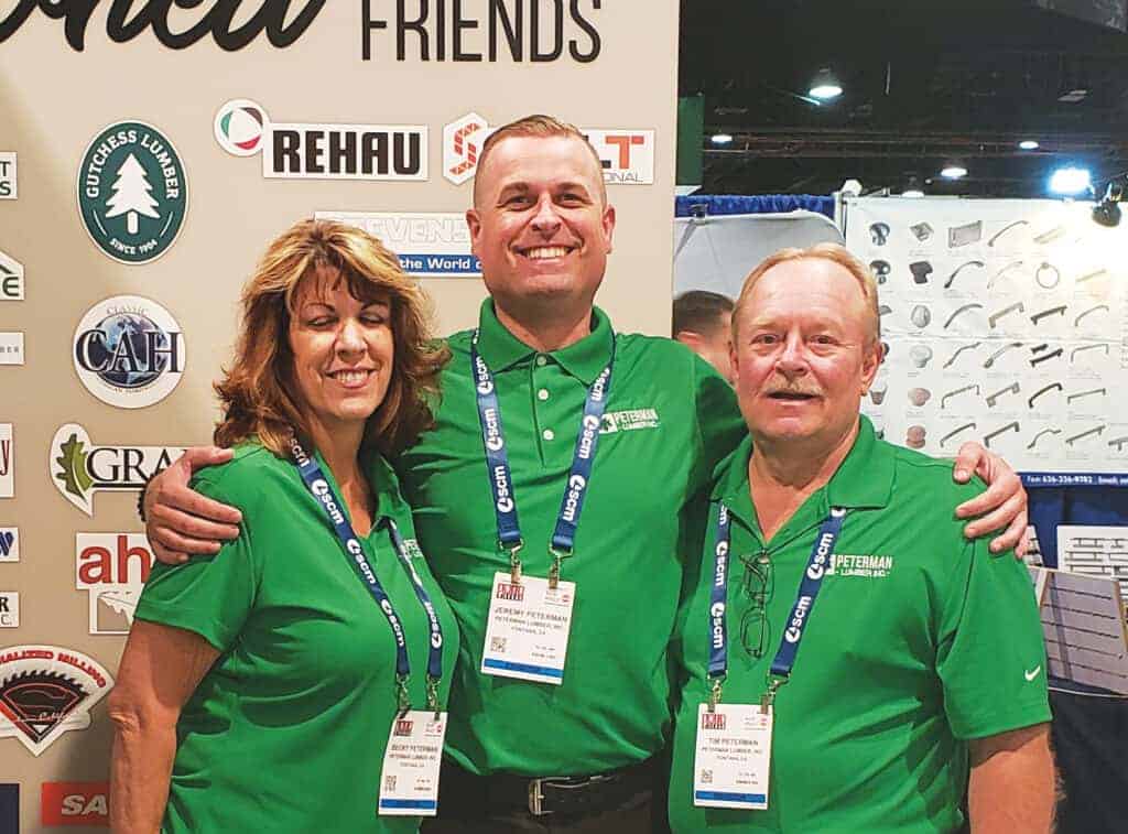 Becky, Jeremy and Tim Peterman are among the three generations involved in the continuing operation of Peterman Lumber Co., of Fontana, CA, which purchases approximately 6 million board feet of Hardwood lumber annually.