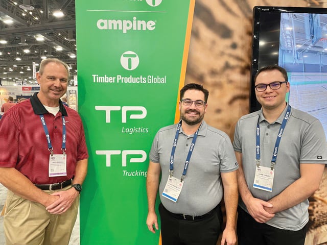 Rich Gorrill, Hardwoods Distribution Inc., Phoenix, AZ; and Chris Knowles and Adam Chavez, Timber Products Co., Springhill, OR