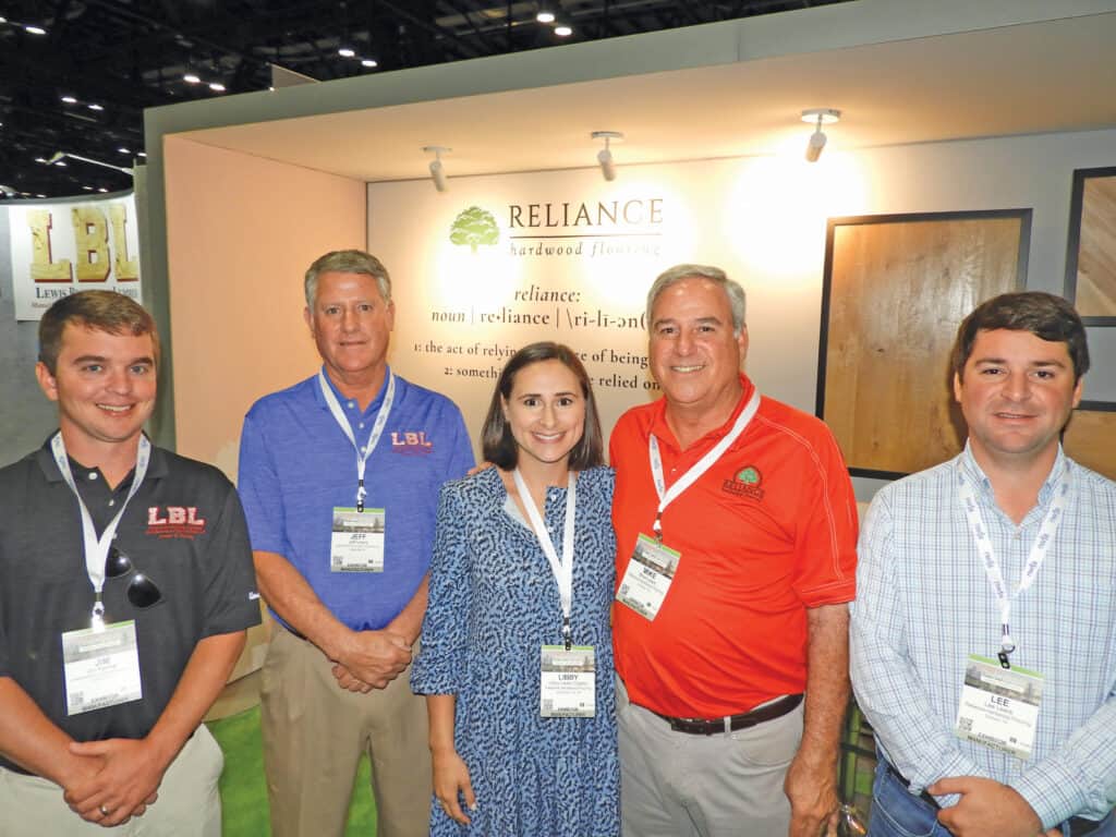 Jim Farmer and Jeff Lewis, Lewis Brothers Lumber Co. Inc., Aliceville, AL; and Libby Lewis Clayton, Mike Lewis and Lee Lewis, Reliance Hardwood Flooring, Dickson, TN