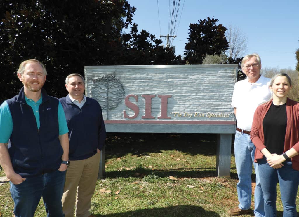 At SII Dry Kilns are, from left, Ben Mathews, vice president of engineering and production; Brian Turlington, vice president of sales; Dan Mathews, president; and Mary Mathews, inside sales / parts manager.