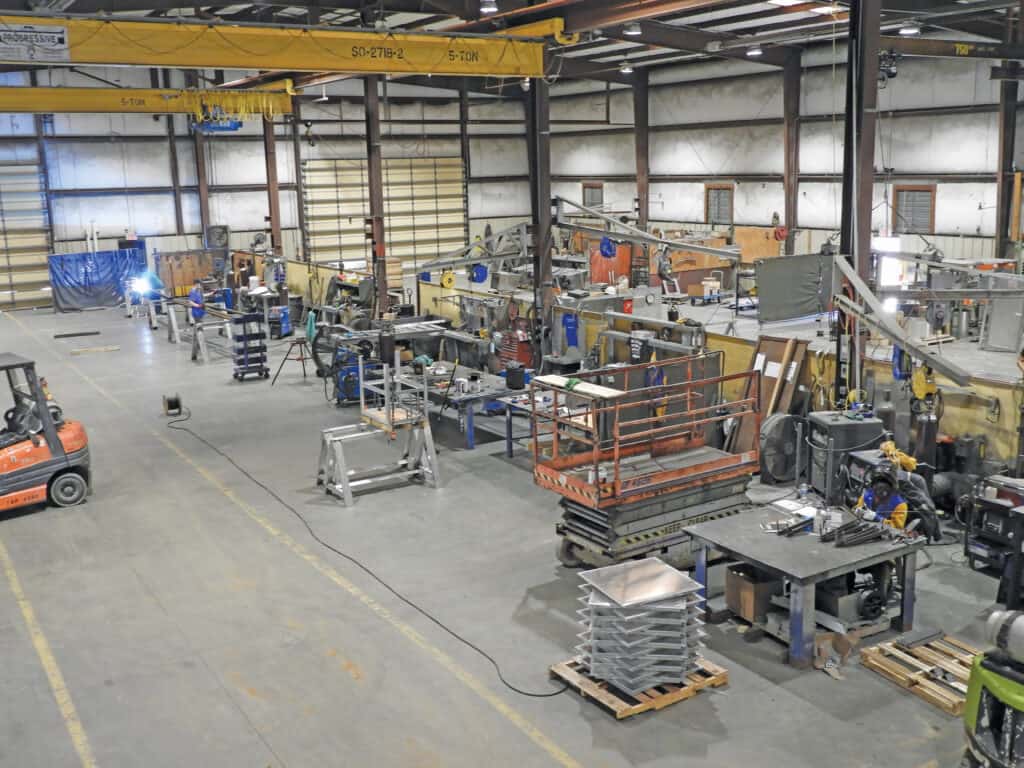 SII’s spacious welding shop is where fabrication of dry kilns is accomplished.