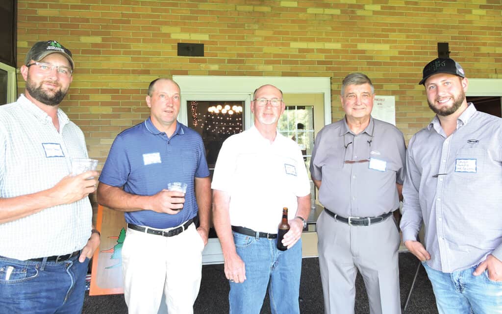 Eric Smail, Dave Fisher and Doug McCloskey, Guth Forest Products Inc., Fryburg, PA; Fred Piercy, Taylor Northeast, Baltimore, MD; and Devon Hample, H & K Equipment Inc., Pittsburgh, PA