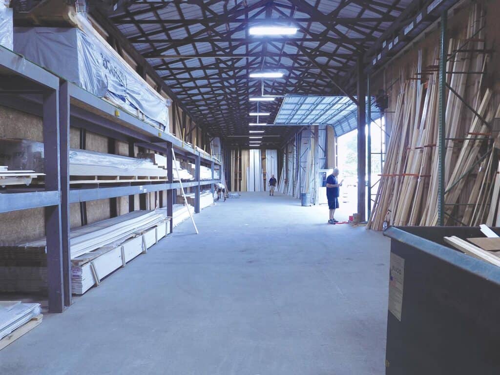 Extensive stock of millwork in The Building Center’s Greensboro, NC facility.