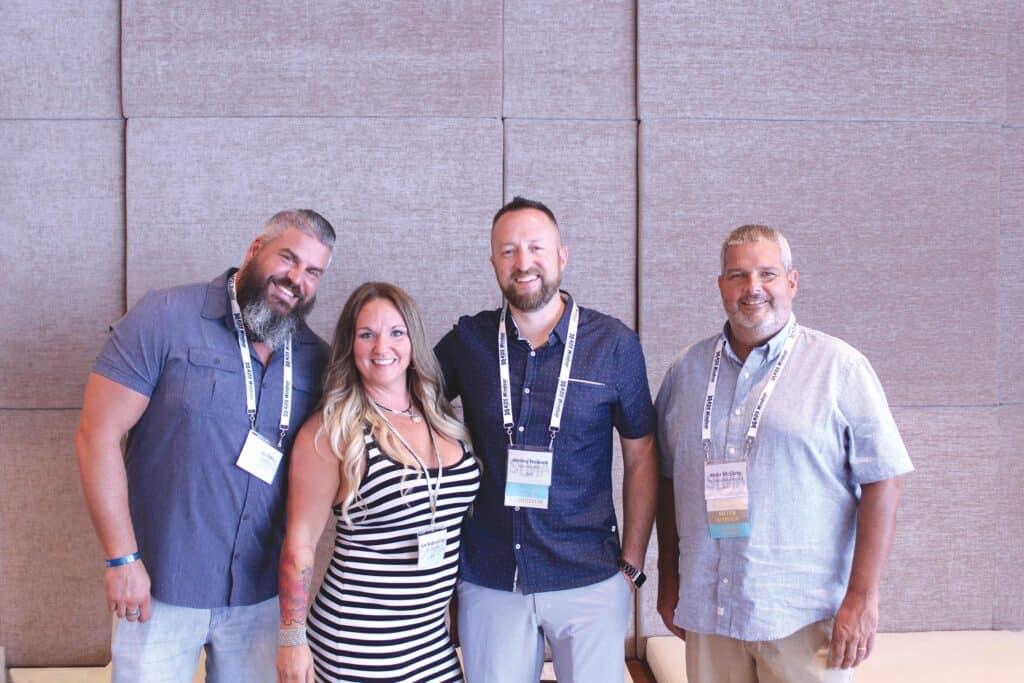 Jeremy and Kim Pitts, Nyle Systems LLC, Lenoir, NC; Jeremy Howard, Nyle Systems LLC, Brewer, ME; and Peter McCarty, TS Manufacturing Co., Dover-Foxcroft, ME