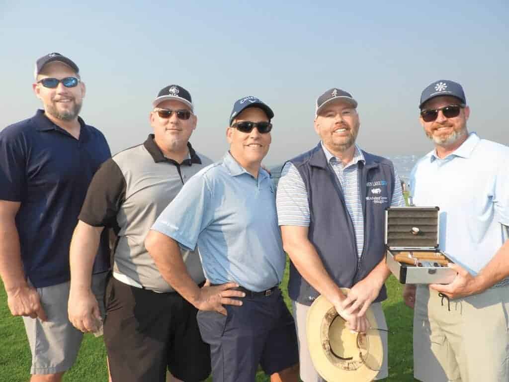 James Venters and Dave Cochenour, Alta Forest Products, Chehalis, WA; Phil Shumock and Matt Wittschiebe, Stella-Jones Corp., Tacoma, WA; and Ryan Kemp, UFP Industries, Grand Rapids, MI