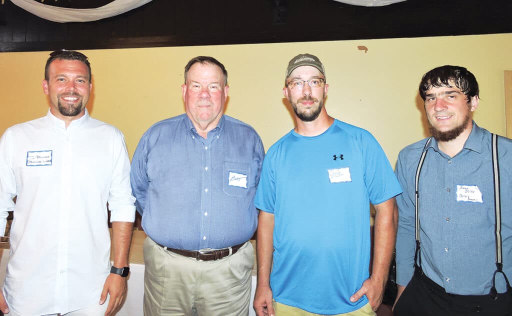 Tim Brownlee, Brownlee Lumber Co., Brookville, PA; Burt Craig, Matson Lumber Co., Brookville, PA; David Platt, Nittany Moun- tain Hardwoods Inc., New Columbia, PA; and Aaron Beiler, Beiler Sawmill, Quarryville, PA
