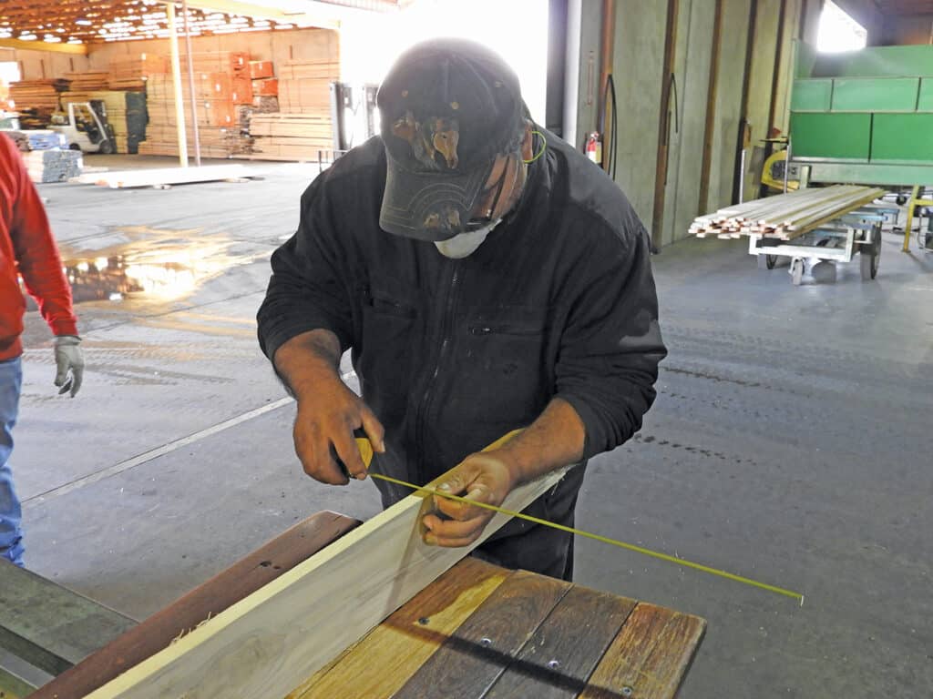 Accuracy and precision are most important at Sweeney Hardwoods. After setting up the planer, thickness is double checked before continuing with the order.