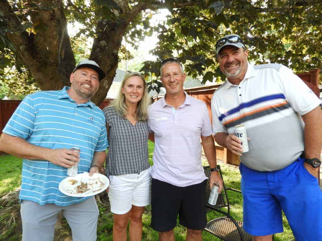 Matt Wittschiebe, Stella-Jones Corp., Tacoma, WA; Kay and Kevin Lang, Central Forest Products Inc., Canby, OR; and Mike Kruse, Builders FirstSource, Boise, ID