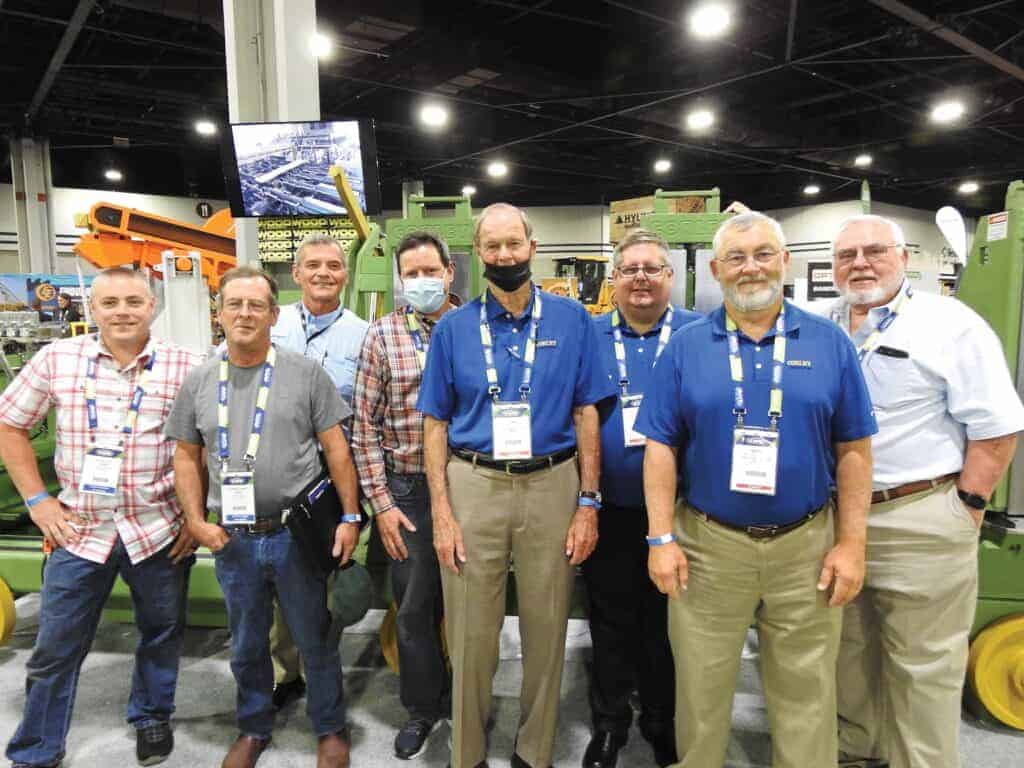 Josh Watkins, Jeff Caswell, Robbins Lumber Inc., Searsmont, ME; Chuck Boaz, Corley Mfg. Co., Chattanooga, TN; James Robbins, Robbins Lumber Inc., and Chip Corley, Corley Mfg. Co., Chris Hough and Marv Bernhagen, Lewis Controls Inc./Corley Mfg. Co., Cornelius, OR; and Jim Burris, Corley Mfg. Co.,