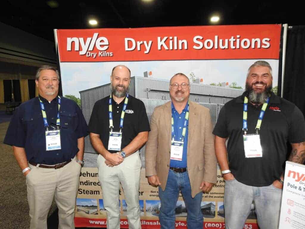 Ricky Stanley, T.R. Miller Mill Co. Inc., Brewton, AL; Bryan Smalley, Southeastern Lumber Manufacturers Association Inc., Tyrone, GA; and Henco Viljoen and Jeremy Pitts, Nyle Systems LLC, Brewer, ME