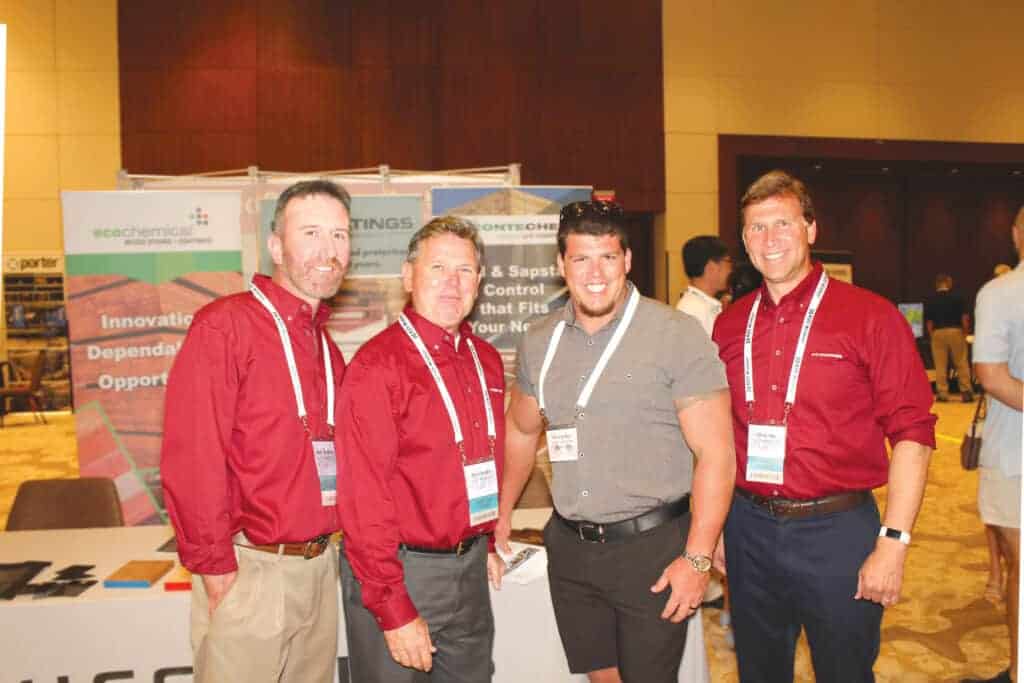 Jason Goodman and Dave Sondel, U-C Coatings LLC, Buffalo, NY; Vince Jordan, Jordan Lumber & Supply Inc., Mt. Gilead, NC; and Chris Fehr, U-C Coatings LLC