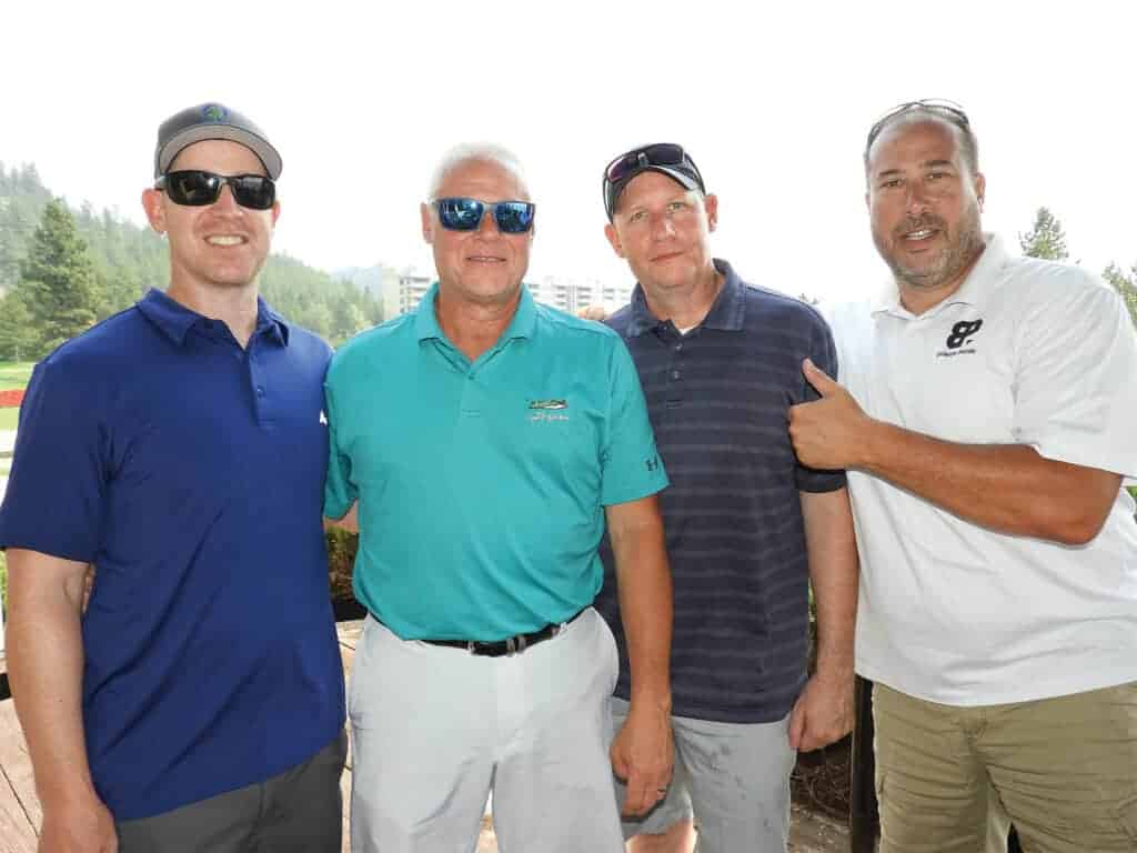 Mason Anderson and Ken Koenig, Idaho Forest Group LLC, Coeur d’Alene, ID; Jon Montague, General Building Materials Inc., Denver, CO; and Mark Rau, Buckeye Pacific LLC, Portland, OR