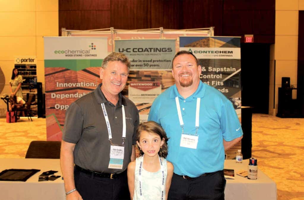 Dave Sondel, U-C Coatings LLC, Buffalo, NY; and Madi- syn Hennessy and Phil Hennessy, UFP Industries Inc., Atlanta, GA