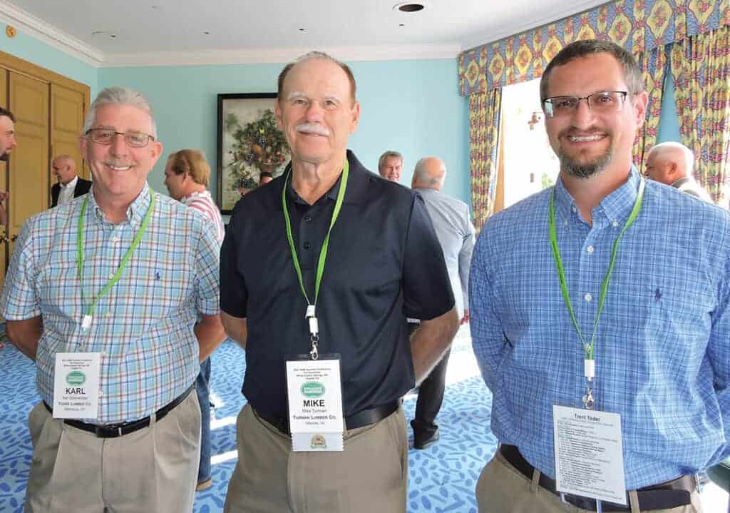 Karl Schmertzler, Yoder Lumber Co. Inc., Millersburg, OH; Mike Turman, Turman Lumber Co., Hillsville, VA; and Trent Yoder, Yoder Lumber Co. Inc.