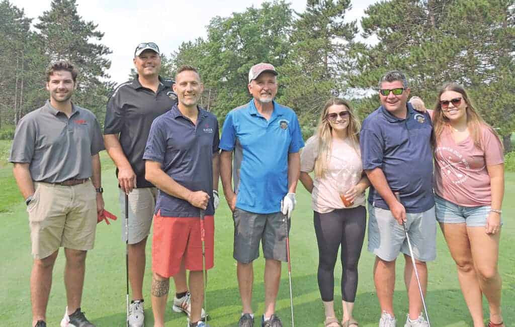 Elijah McCarty, Nyle Systems LLC, Brewer, ME; Tom Colla, Tigerton Lumber Co., Tigerton, WI; Jerry Ort, Aacer Flooring, Peshtigo, WI; Phil Labeau, Tigerton Lumber Co.; Kennedy Carithers, Kendrick Forest Products Inc., Edgewood, IA; Mike Schulke, Tigerton Lumber Co.; and Mary Kluesner, Kendrick Forest Products Inc.