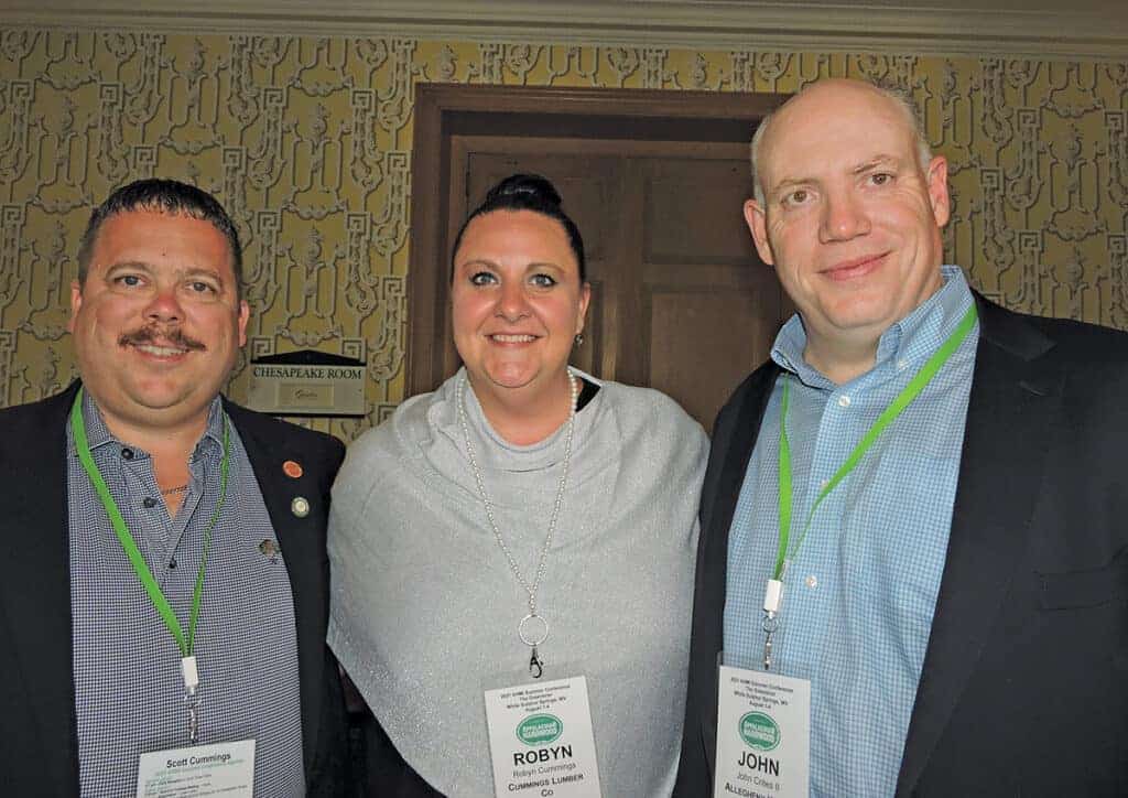 Scott and Robyn Cummings, Cummings Lumber Co. Inc., Troy, PA; and John Crites II, Allegheny Wood Products Inc., Petersburg, WV