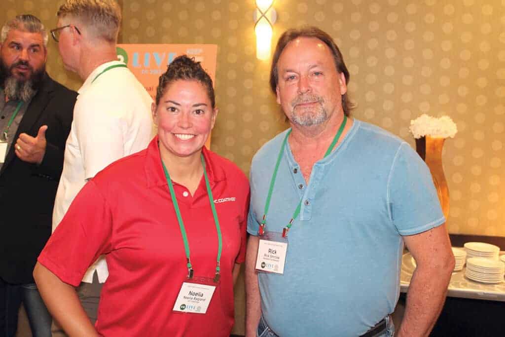 Noelia Ragland, U-C Coatings LLC, Seattle, WA; and Rick Smrcka, Midwest Hardwood Corp., Maple Grove, MN