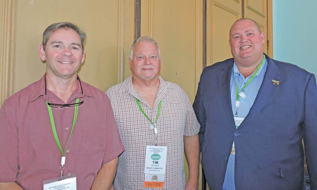 John Bowman, AHMI, High Point, NC; Tim Parton, Gilkey Lumber Co. Inc., Rutherfordton, NC; and Andy Nuffer, DMSi Software/TallyExpress/eLIMBS, High Point, NC