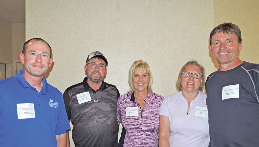 Nate Osfar, Granite Valley Forest Products Inc., New London, WI; Duane and Wendy Taylor, Bennett Hardwoods Inc., Prairie du Chien, WI; and Pam and Gary Lugwig, L & N Hardwoods Inc., Shawano, WI
