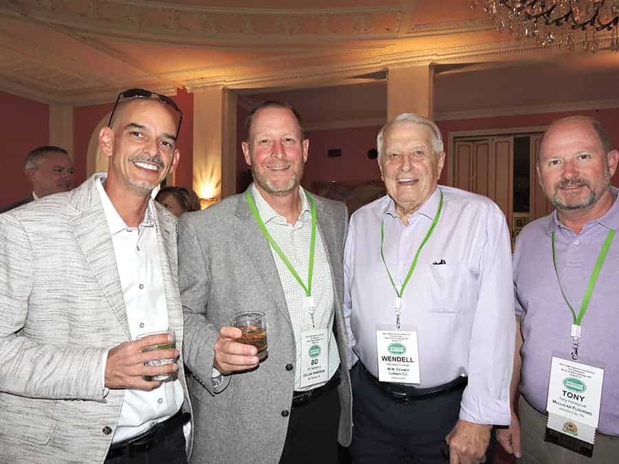 Philip Coyner, DMSi Software/TallyExpress/eLIMBS, Omaha, NE; Bo Hammond, Collins Hardwood, Mount Sidney, VA; Wendell Cramer, W.M. Cramer Lumber Co., Hickory, NC; and Tony Honeycutt, Mullican Flooring, Johnson City, TN