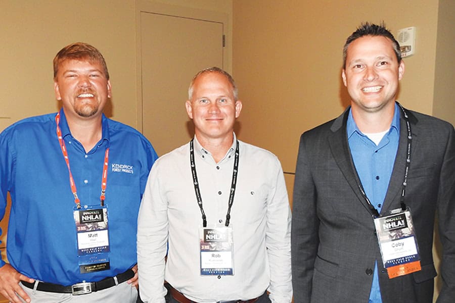 Matt Yest, Kendrick Forest Products Inc., Edgewood, IA; Rob Kukowski, Kamps Hardwoods Inc., Caledonia, MI; and Coby Short, Hartzell Hardwoods Inc., Piqua, OH