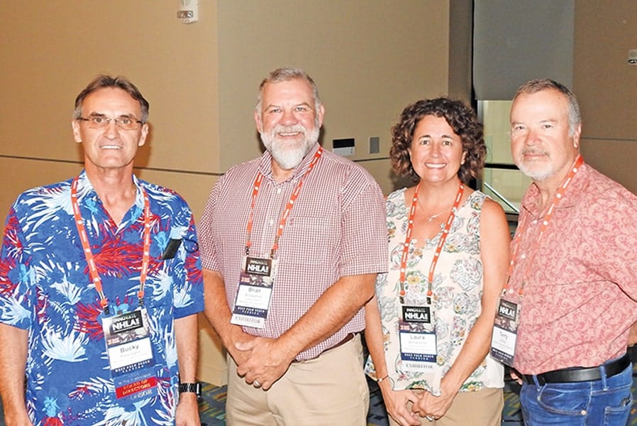 Bucky Pescaglia, MO PAC Lumber Co., Fayette, MO; Brian and Laura Brookshire, American Walnut Manufacturers Association, Jefferson City, MO; and Terry Miller, National Hardwood Magazine, Memphis, TN