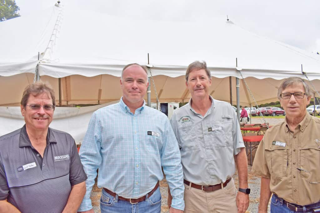 David Engelkes, Maxwell Hardwood Flooring Inc., Monticello, AR; Joey Childs, Rutland Lumber Co., Collins, MS; Howard Jones, J.M. Jones Lumber Co. Inc., Natchez, MS; and Barry Baker, Hugg & Hall Equipment Co., Little Rock, AR